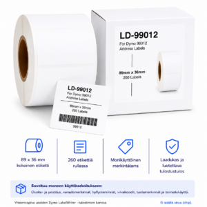 Dymo 99012 yhteensopiva etikettirulla 89 x 36 mm 260 tarraa